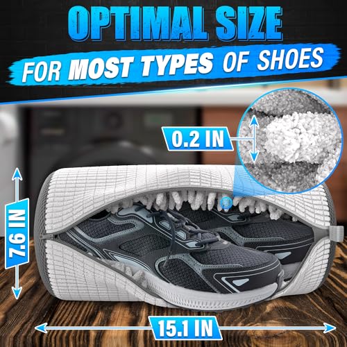 2 Pcs Reusable Shoe Washing Machine Bag, XXL with Zipper, White - color: White