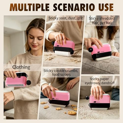 Washable Lint Roller for Pet Hair, Reusable Sticky Remover for Clothes, Furniture, Carpet, Couch, Car Seats (Pink) - color: Pink