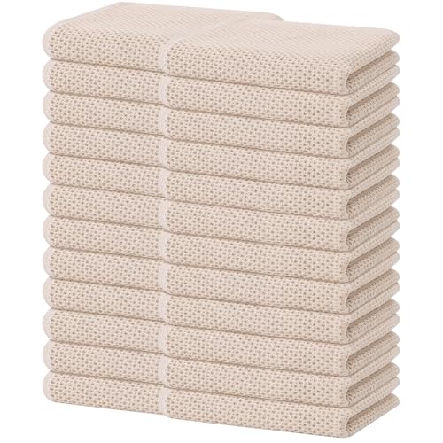 Homaxy 100% Cotton Waffle Weave Kitchen Dish Towels 24-Pack, Beige - color: Beige, size: 13 X 28 - 24 Pack
