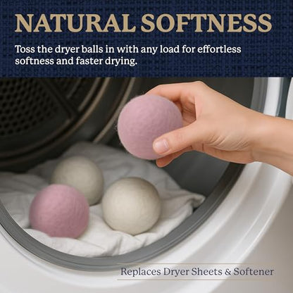 Farberware Wool Dryer Balls, 4-Pack, Reusable - color: White/Pink