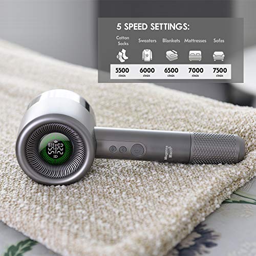 Fabric Shaver Lint Remover Clothes and Furniture - 5 Speeds - Removes Fuzz and Pilling - Bonus Lint Roller - Mugensa Mach5
