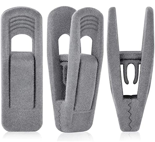 TOFIIGREM Grey Velvet Hangers Clips 50 PCS, Non-Slip Velvet Skirt Hanger Clips for Velvet Hangers, Strong Finger Clips Perfect for Kids Velvet Hangers Skirt Pant Clothes Gray Velvet Hangers - color: Gray, size: 50pc