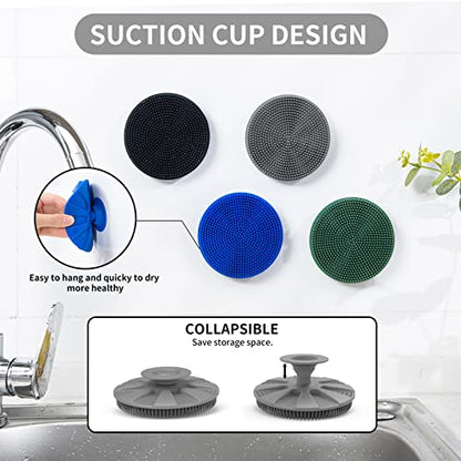 Silicone Dish Scrubber, Non-Scratch Scrub Spong for Washing Dish, Pot, Pan - color: 1pcs Gray