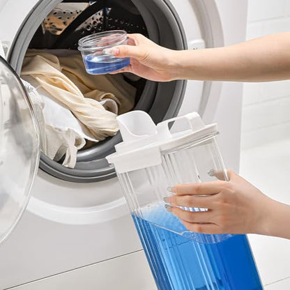 [2 Pack] Laundry Detergent Dispenser for Laundry Room Organization and Storage, 2800ml Laundry Soap Dispenser，Liquid Laundry Detergent Dispenser with 4 Removable Labels, BPA Free & Pet Plastic, Clear - style: 2800