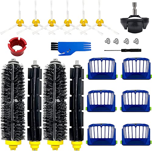 Replacement Parts for iRobot Roomba 600 Series 675 692 694 690 680 660 651 650 614 610 500 Series 595 585 564 552 Vacuum Robotic,8 Side Brush, 2 Main Roller Brush, 6 Filter, 1 Caster Wheel - size: 1+6+6 PACK