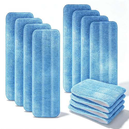 HOMEE Reusable Microfiber Mop Pads 18"x6",Replacement Floor Mop Pad 12 Pack - color: Blue - 12 Pack