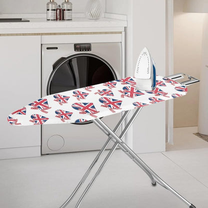 British Flag Heart Steam Ironing Board Replacement Cover Bowknot Union Jack Steam Ironing Board Cover ove Pattern Patriot United Kingdom Flag Stain Resistant, Machine Washable - color: British Flag Love