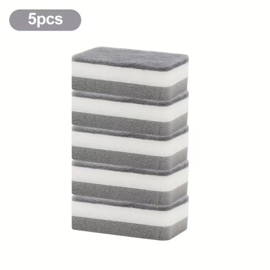 5Pcs Sponge for Washing Dishes Cleaning scrubbing Cloth Double-Sided Magic Wipe Kitchen Pot Brush - color: Gray