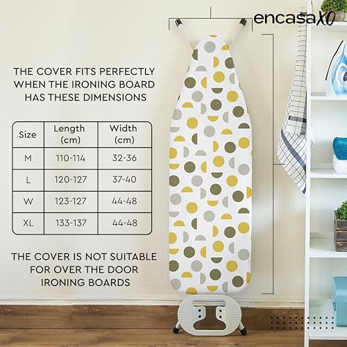 Encasa XO Ironing Board Cover and Pad, Thick Felt 42"x14" - color: Green Leaflet, size: Medium (42"x14")