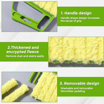 2-Pack Microfiber Blind Cleaner Tools - 7-Finger Washable Duster for Venetian Blinds, AC Vents, Fans & Wood Surfaces - Flexible Head with Non-Slip Handle