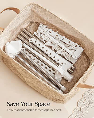 SONGMICS Clothes Drying Rack, 72.8-Inch Drying Rack, 3 Rotatable Arms - color: White + Silver, style: 2-Tier-Clip