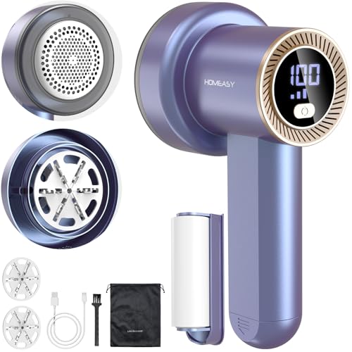HOMEASY Fabric Shaver, Rechargeable Lint Remover for Clothes Purple - color: Purple
