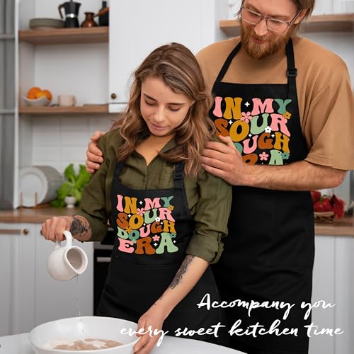 Sourdough Bakers Gifts Apron with Pockets, Baking Lovers Gifts, in My Sourdough Era Waterproof Adjustable Cooking Apron for Kitchen Dishwashing Grilling