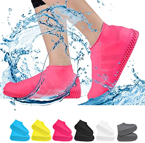 VBoo Waterproof Silicone Non-Slip Rain Shoe Covers - color: Pink, size: Large