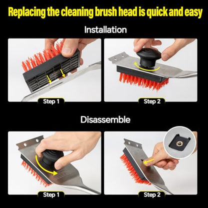 XUDAKAIXIN Nylon Grill Brush, Dual Grip Design, with Extended Luxurious Acacia Wood Handle, Safe Nylon Bristles Barbecue Outdoor Grill Brush for Cooled Grates(Red) - color: Red