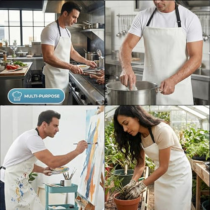 Nanxson Waterproof Apron Adjustable Dishwasher Apron for Women Men - color: White