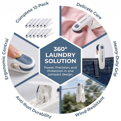 12 Pack Laundry Hooks, Multi Hanging Clips for Closet Organizer, Windproof Drying Rack Accessories for Pants, Socks, Towels, Hats