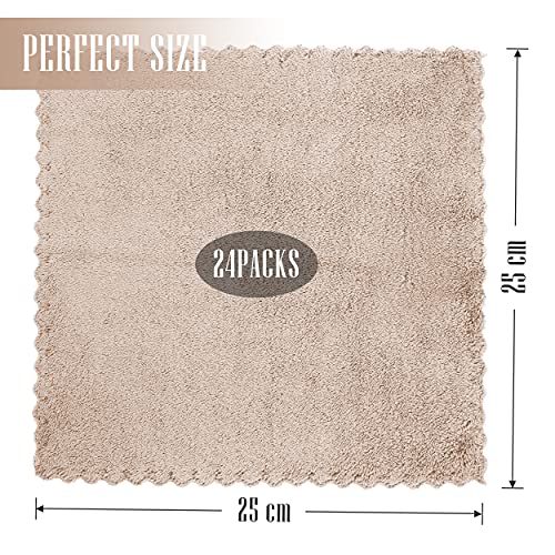 Sunny zzzZZ 24 Pack Kitchen Dishcloths - Does Not Shed Fluff - Reusable Dish Towels, Dish Cloths, Super Absorbent Coral Fleece Cleaning Cloths, Nonstick Oil Washable Fast Drying, 10 x 10 Inch (Brown) - color: Brown, size: 10 x 10 Inch