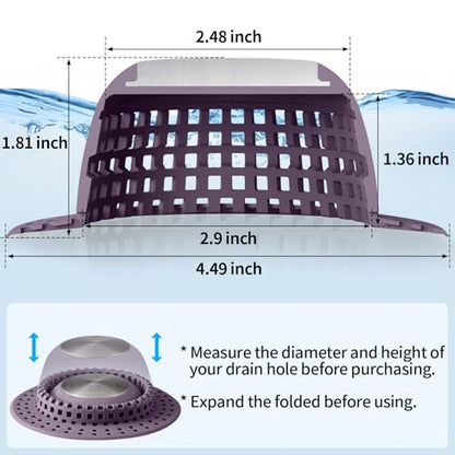 Aluvor Shower Drain Hair Catcher Bathtub Drain Cover Sink Drain Protector - color: Silver Purple