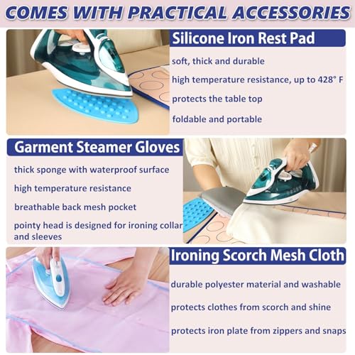 Portable Ironing Mat for Table Top Iron Pad for Countertop Thick Ironing Blanket Over the Door Steamer Pad Washer Dryer Heat Resistant Mat Travel Ironing Board (Large 47.2"x23.6") - size: Large 47.2"x23.6"