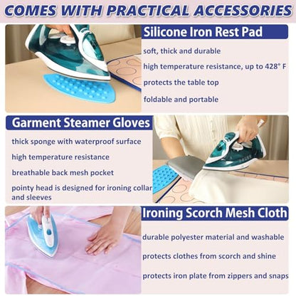 Portable Ironing Mat for Table Top Iron Pad for Countertop Thick Ironing Blanket Over the Door Steamer Pad Washer Dryer Heat Resistant Mat Travel Ironing Board (Large 47.2"x23.6") - size: Large 47.2"x23.6"