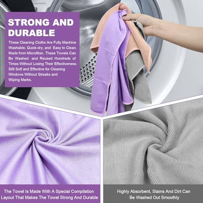 Norwεx Basic Package Window Cloth 2-Pack Just water without leaving streaks - color: Window Cloth(2 Pack Purple)