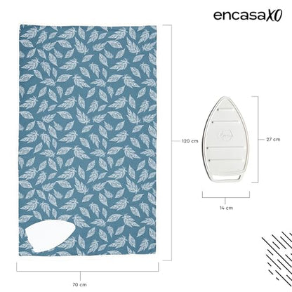 Encasa XO Ironing Mat, Heat Resistant Pad 48"x28" Big Leaves Blue - color: Big Leaves Blue, size: Large