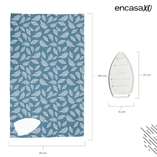 Encasa XO Ironing Mat for Table Top, Heat Resistant Pad, Large, 48"x28" - color: Big Leaves Blue, size: Large