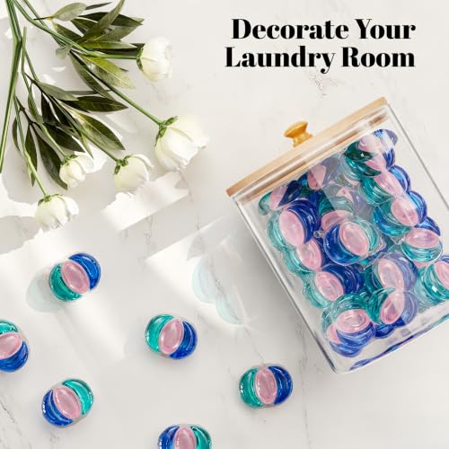 HomePekite Glass Laundry Pods Storage Container & Acrylic Dryer Sheet Holder, Laundry Room Organization and Storage, Detergent Powder Container, with Wooden Lids & Labels, 2+1 Pack - color: Bamboo