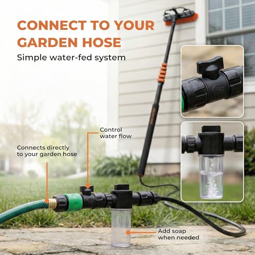Briliantwerk Solar Panel Cleaning Brush 20 ft Extension Pole