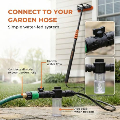 Briliantwerk Solar Panel Cleaning Brush 20 ft Extension Pole