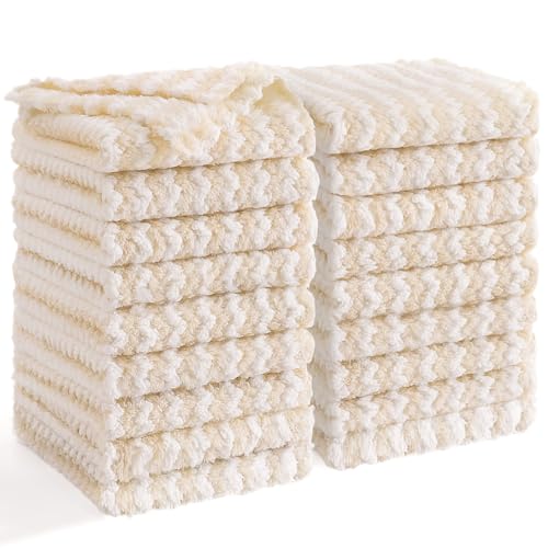 Homaxy 18 Pack Coral Velvet Dish Cloths, 10 x 10 inches, Beige - color: Beige, size: 10 x 10 - 18 Pack