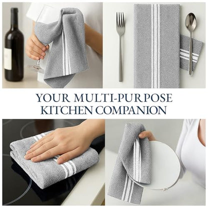 LANE LINEN Tea Towels 100% Cotton Absorbent Lint-Free 6 Pack - color: 04: Grey Chambray, size: 06 Pack