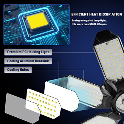 LED Garage Light - 160W LED Garage Ceiling Lights 16000LM Super Bright Garage Lighting with 6 Deformable Panels E26/E27 Screw in Led Shop Lights for Basement Workshop Warehouse Attic - size: 160W - 1Pack