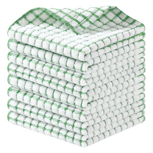 Homaxy 8 Pack Terry Kitchen Dish Cloths, 12"x12", Green - color: Green, size: 12 x 12 - 8 Pack