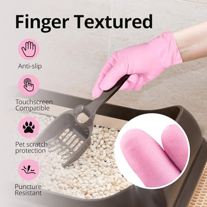 SwiftGrip Pink Nitrile Gloves, 3-mil, Industrial Gloves Disposable Latex Free, for Cleaning & Esthetician, Rubber Powder-Free, 100-ct Box (X-Large) - size: X-Large
