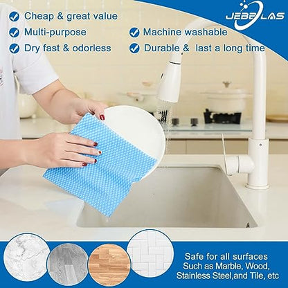 JEBBLAS Disposable Dish Towels and Cloths, Reusable Wipes, 50 Count, Red - color: Red
