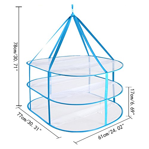 2-3 Tier Folded Mesh Clothes Drying Rack, Stackable Sweater Drying Rack, Portable Hanging Laundry Racks with Fixing Band for T-Shirt, Swimsuit, Underwear(Color:3 Tier) - color: 3 Tier