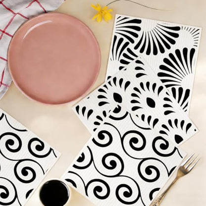 6 Pack Swedish Dishcloths Black White Kitchen Towels 09 - color: Multi 1527