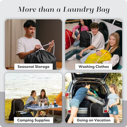 Handy Laundry Laundry Bag – Heavy Duty Nylon, Large Capacity, Locking Drawstring Closure, Machine Washable, Fits Laundry Basket, Travel, Dorm, Camp, Black, 22 x 32 Inches (Pack of 2) - color: Black, size: 22" x 32" (Pack of 2)