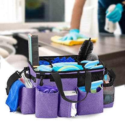 LoDrid Wearable Cleaning Caddy Bag with 4 Foldable Dividers, Purple - color: Purple