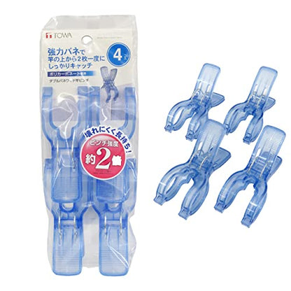 Towa Sangyo CLR WC2-01 Double Spring Wide Rod Pinch, 4P, Blue, Width 2.4 x Depth 1.6 x Height 3.9 inches (6 x 4 x 9.8 cm) - style: Double Spring Wide Rod Pinch