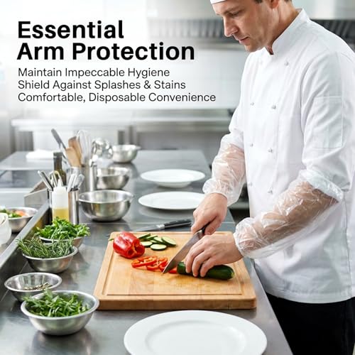 RAINFLOW 100 Pcs Disposable Arm Sleeves - Plastic Sleeve Protectors - color: White
