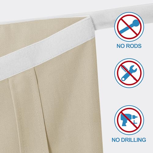 RYB HOME Thick Faux Linen Weave Textured Curtains for French Door Tie up Window Covers Sidelight Door Curtains Blinds for Patio, 1 Piece, 26W x 80L Inches,Light Beige - color: Light Beige, size: 26"W x 80"L (Pack of 1)