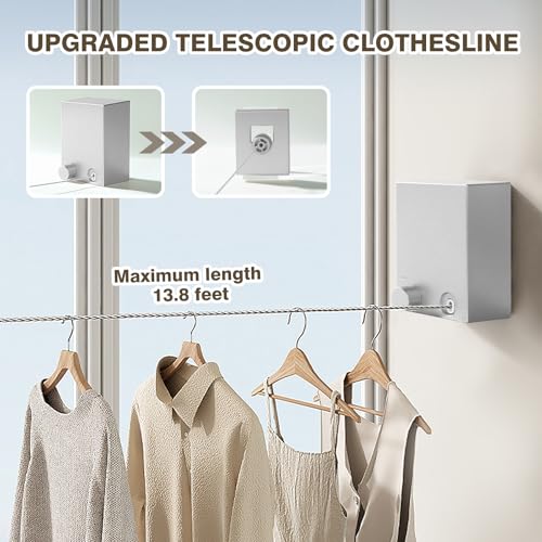 Retractable Clothesline, Retractable Clothesline Indoor, Laundry Line Retractable, Not Sagging, Suitable for Balconies, Courtyards, Laundry Rooms, RVs, Yachts, etc - color: Silver