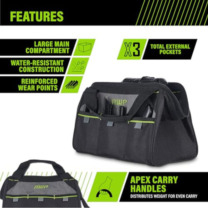 AWP Tool Bags, Premium Tool Bag, Black, Durable Tool Tote, for Professionals and Contractors - size: 13 Inch (Pack of 6), style: Tool Bag