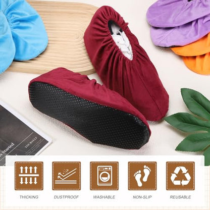 PATIKIL Reusable Shoe Covers, Non-Slip Shoe Protectors Covers Polyester Washable Foot Boot Covering - color: Gray, size: 12 inch