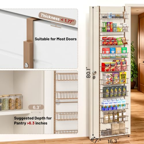 ElegantArray 10-Tier Pantry Door Organizer, Brown - color: Brown, size: 10-Tier