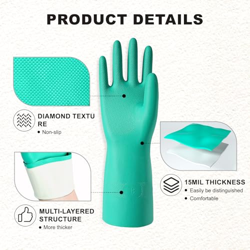 North Tower Long Dishwashing Gloves Length Rubber Reusable Resistant Platos Nitrile,Dishwashing Gloves - size: Large