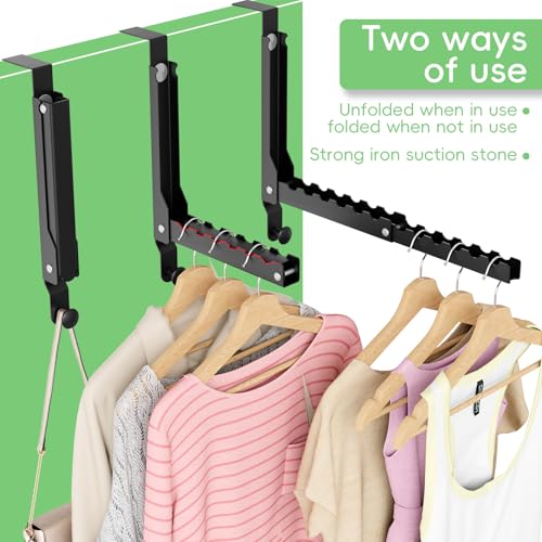 Foldable Over the Door Hooks, Over the Door Hanger for Space Saving - color: Black-2Pack(UP)